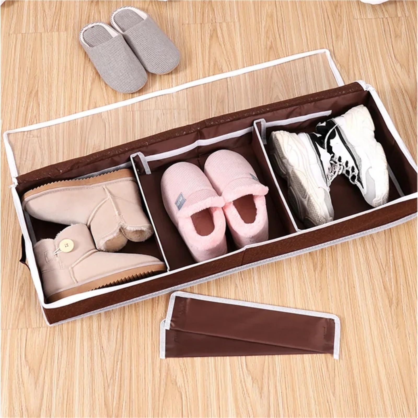Organizzatore Di Scarpe Sotto Il Letto Borsa pieghevole salvaspazio for la casa sotto il letto, scatola for scarpe, lavabile, riutilizzabile, chiusura con cerniera, grande capacità Per Risparmiare Spa