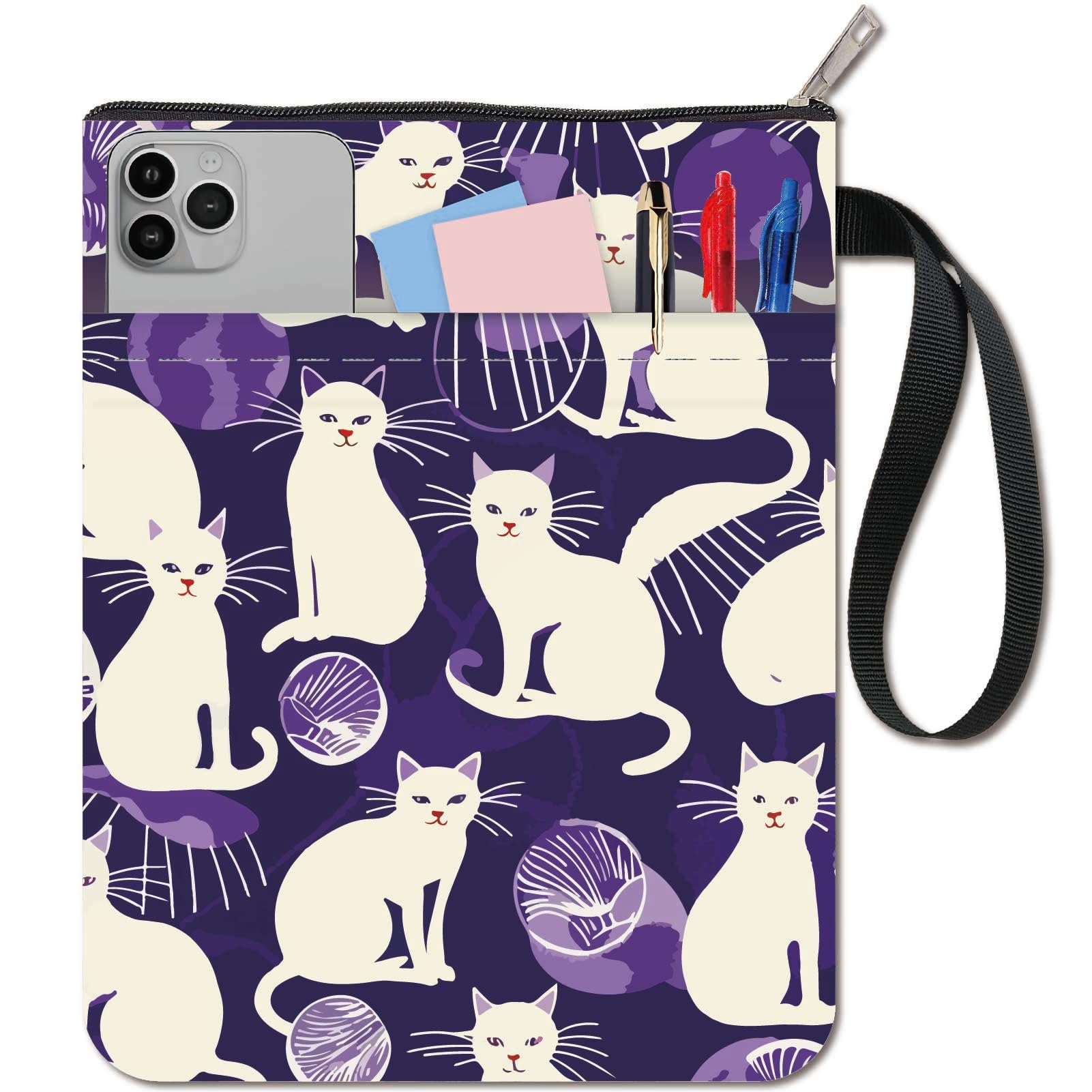 CRASPIRE Cat Book Sleeve Animal Book Covers Book Protector for Paperbacks Washable Fabric Cloth Book Cover with Zipper and Extra Sleeve Pocket for Book Lovers Classmate Gifts