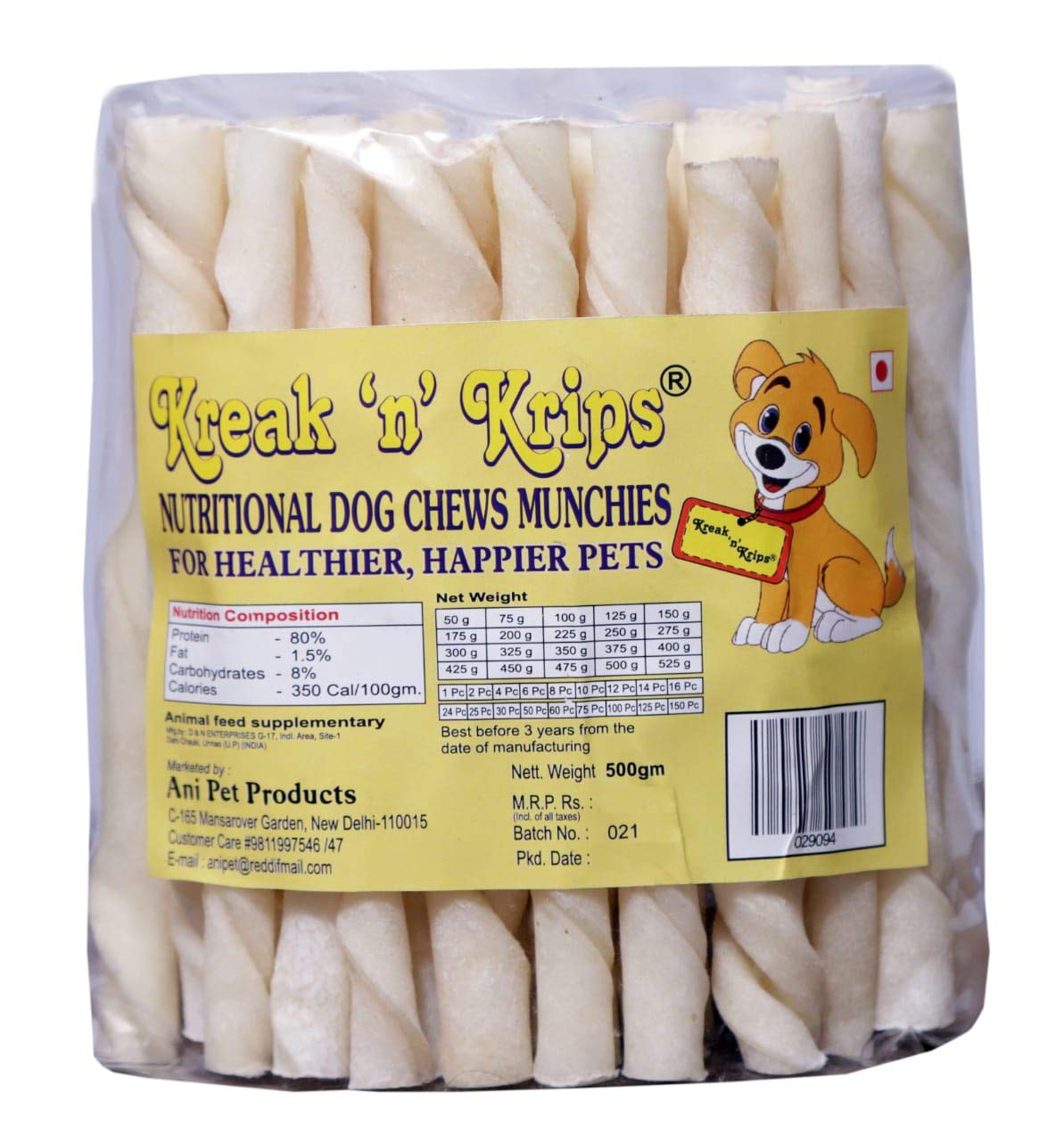 Kreak n Krips Twisted Chew Sticks, 1000 g (B0915XFYVJ) Amazon Price History, Amazon Price Tracker