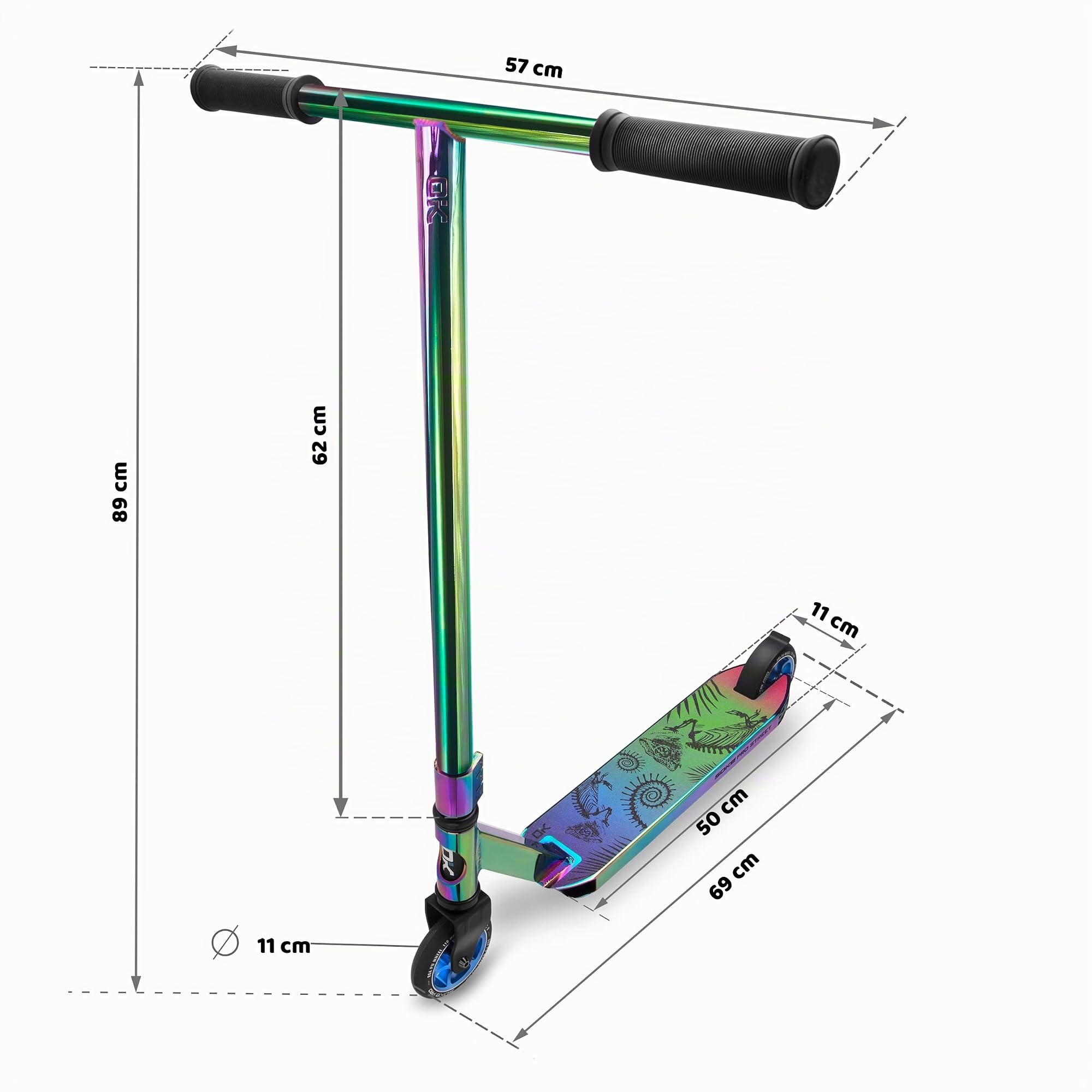 Patinete Soke Pro Street Neo Stunt Cromado con 9 rodamientos de Bolas ABEC para Adultos y niños Soke