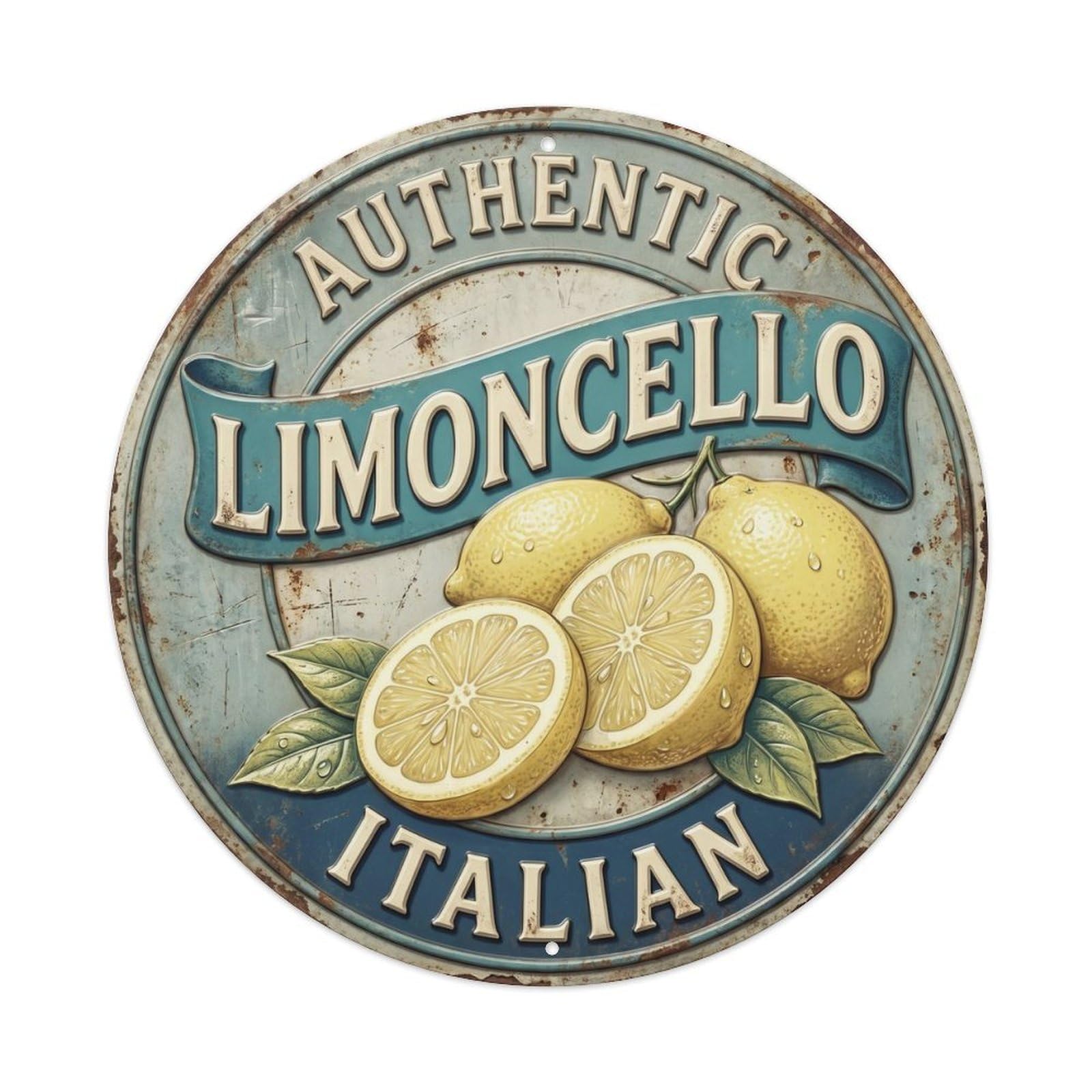 Authentic Limoncello Digestif Badge Metal Tin Sign Plaque Wall Decor for Cafe, Club Bar, Office, Home Garden Round Metal Poster 8x8Inch