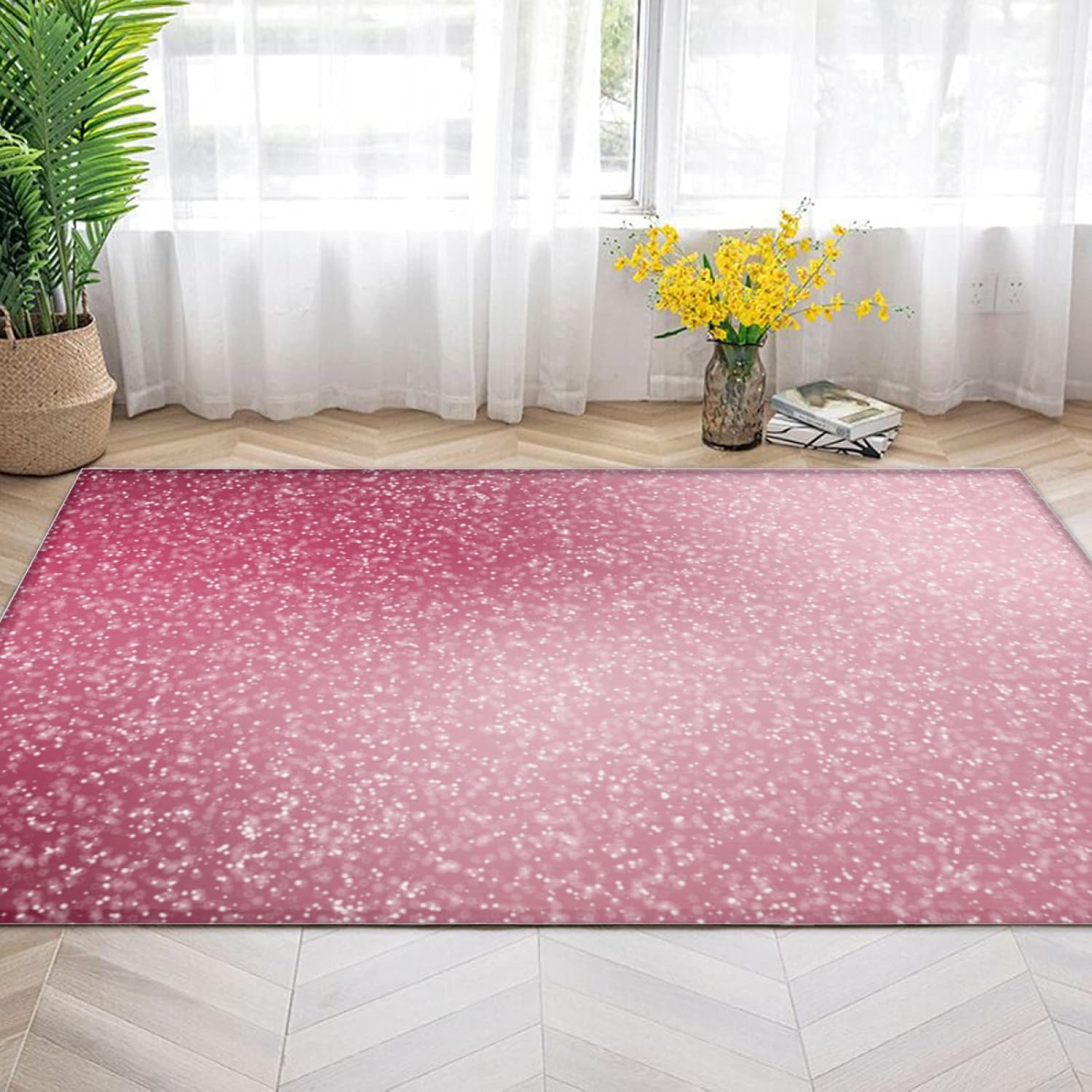 4 x 6 Glitter Grainy Art Design Super Soft Area Rug for Kids Baby Nursery, Kids Girls Nursery Soft Rug Home Decor Rug, Fuzzy Rugs for Nursery