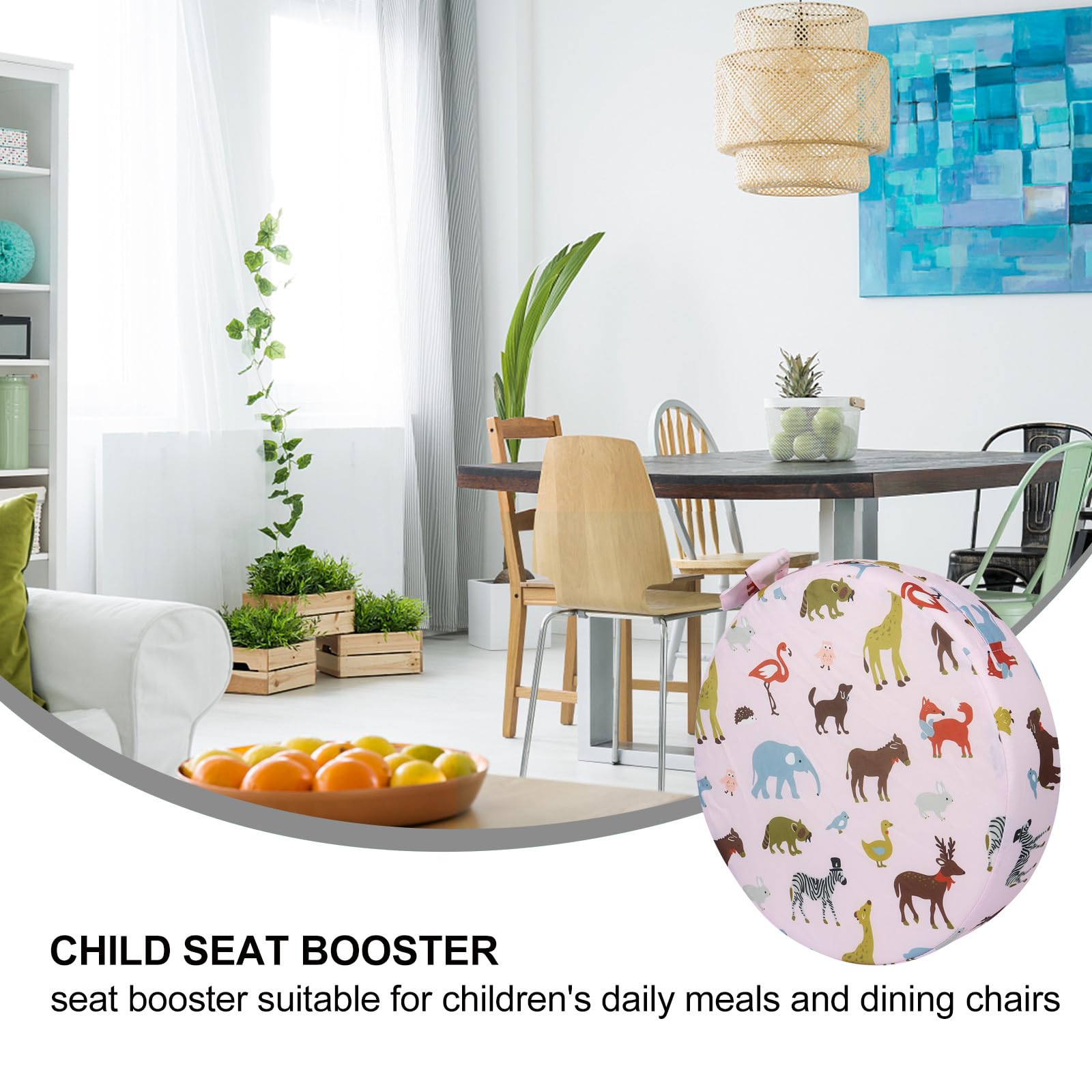 minkissy Cojín Elevador para Silla Infantil de Algodón Rosa, Asiento Redondo Cómodo y Práctico para Secar y Almacenar, Adecuado para Niños y Bebés