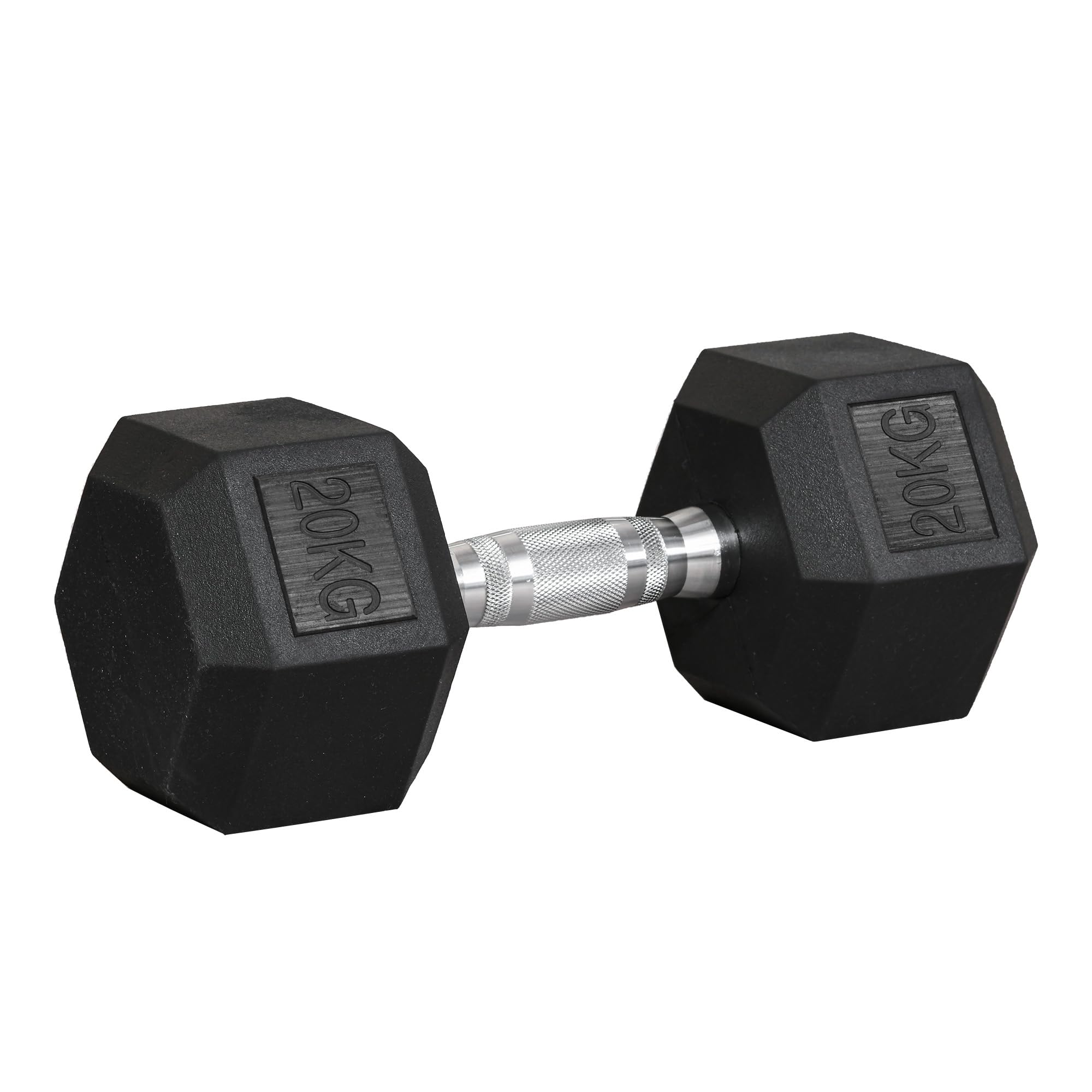HOMCOM Manubrio da 12.5/15/20 kg Esagonale Singolo, Peso per Palestra con Impugnatura Zigrinata Antiscivolo, Nero