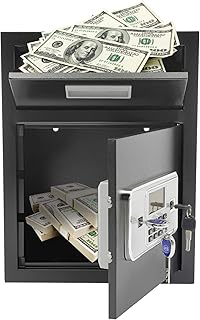 Key Drop Box with Lock, Drop Box for Money and Mail 0.64 Cubic Feet Digital Depository Safe with Keypad and Alarm System Dual Keys for Home Office Hotel and Business Use