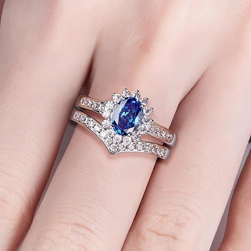 Miniatura 7 de Cubic Zirconia Engagement Rings Set Oval CutEmerald CutRound Cut 5A Grade CZ Anniversary Promise Wedding Band Rings for Women