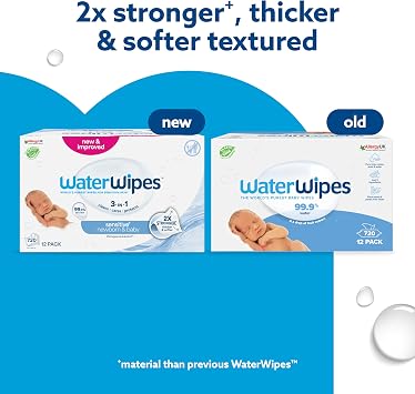 WaterWipes 720 Leaf Baby Wet Wipes (12 x 60 Pieces) for Newborn & Sensitive Skin, Plant Based