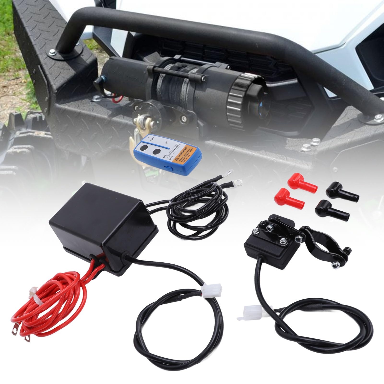 Kit de Télécommande de Treuil sans Fil DC12 V, Contrôleur de Treuil Universel, Kits de Télécommande avec Système de Double Contrôle, Idéal pour Camion de 2 000 à 4 500 LB, Véhicule
