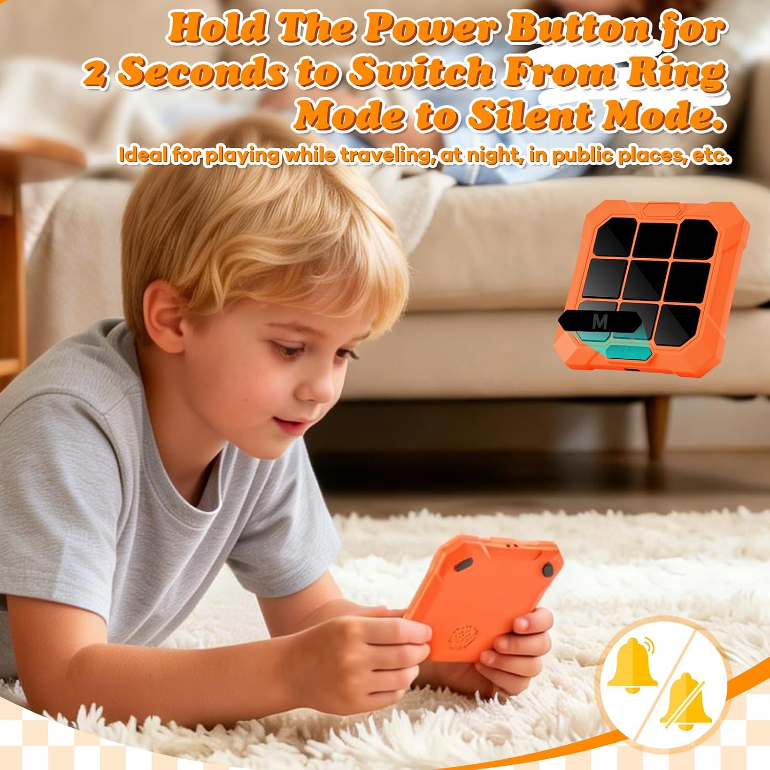 6 in 1 Tic-Tac-Toe Handheld Game for Kids & Teens, Easter Basket Stuffers, 1-2 Players, Electronic Travel Board with 6 Games, Memory Game & Whack a Mole, Fidget Puzzle Toys for Boys Girls Age 6-12+