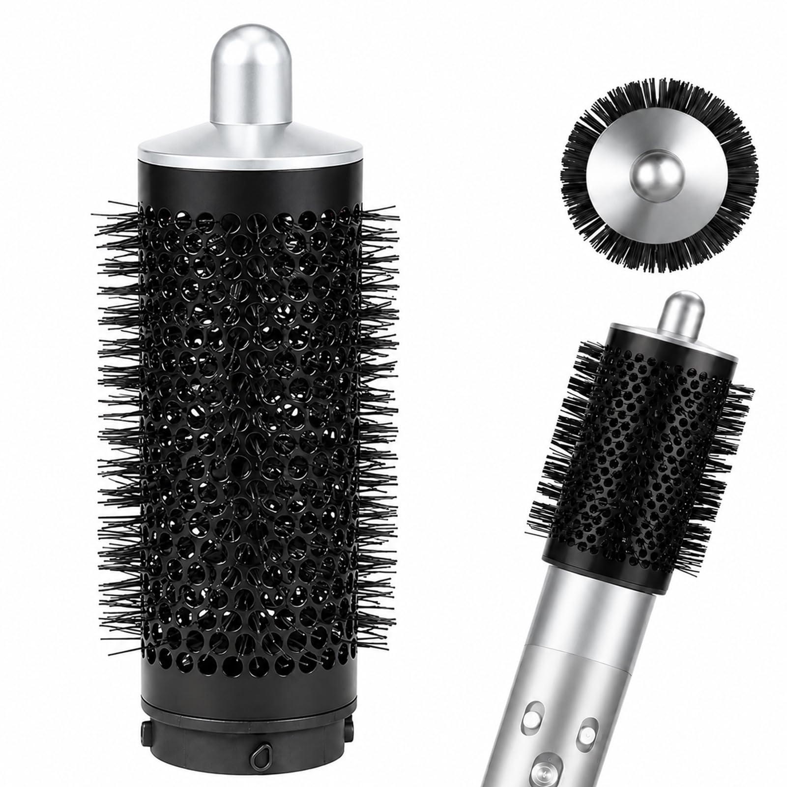 Spazzola volumizzante Medio rotonda aggiornata, compatibile con styler ad aria HS01/HS05/HS08, accessorio per Dyson per Airwrap capelli fini e voluminosi, (Media Argento)
