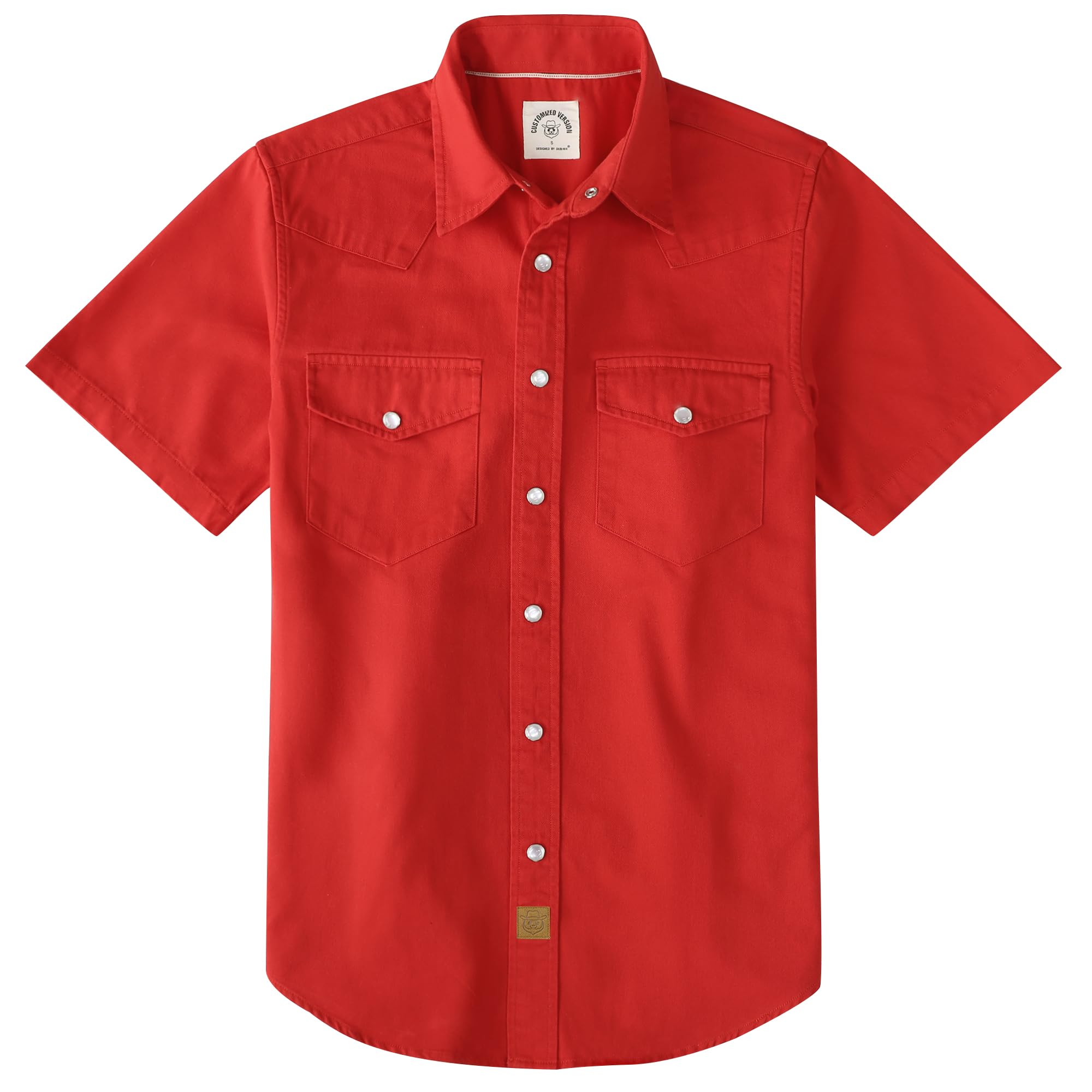 Dubinik® Pearl Snap Western Shirt for Men Short Sleeve Durable Cotton Cowboy Work Shirt