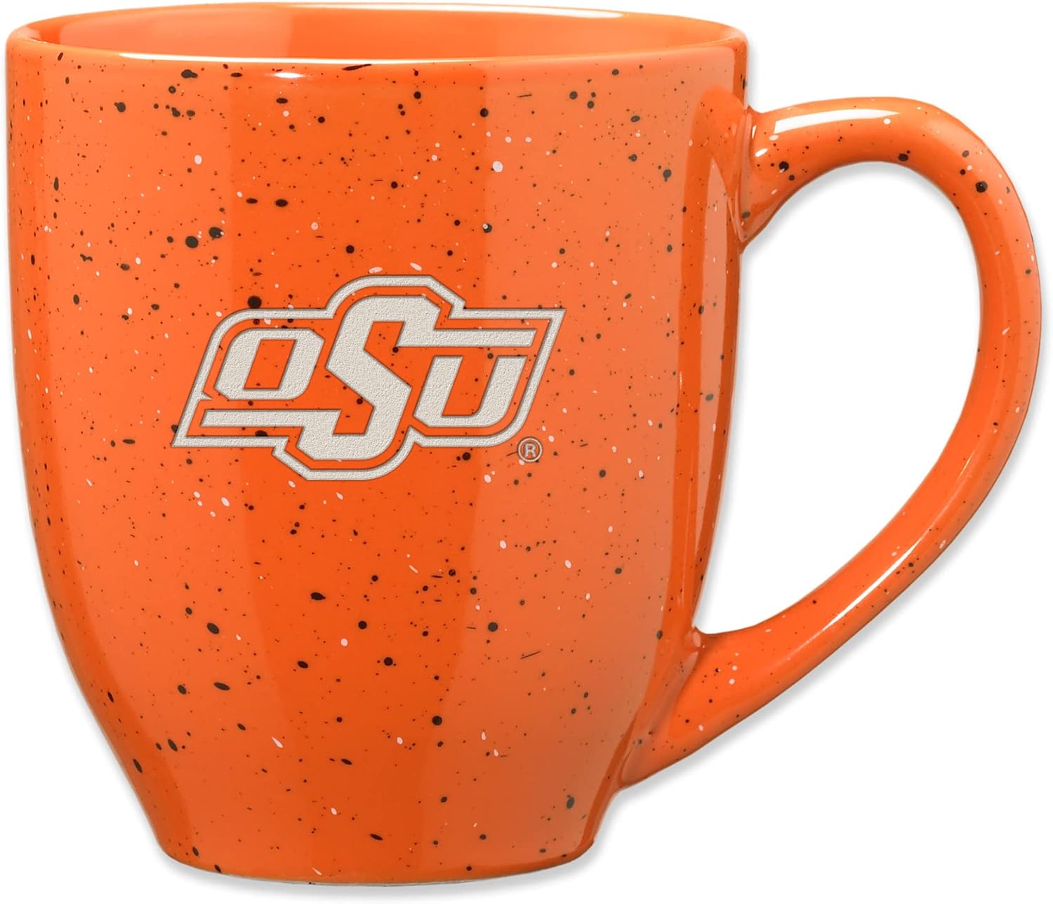 Rico Industries NCAA 16 oz Team Color Laser Engraved Speckled Ceramic Coffee Mug (N & O Schools)