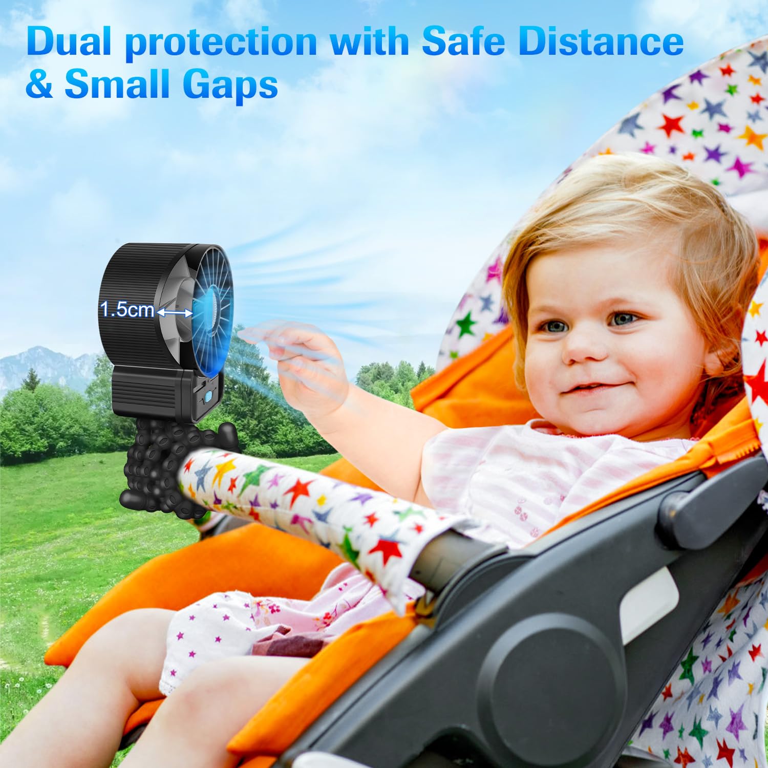Ventilatore Portatile USB Per Passeggino - 4 Velocit&agrave;, Flessibile, Con Treppiede | Ideale Per Estate