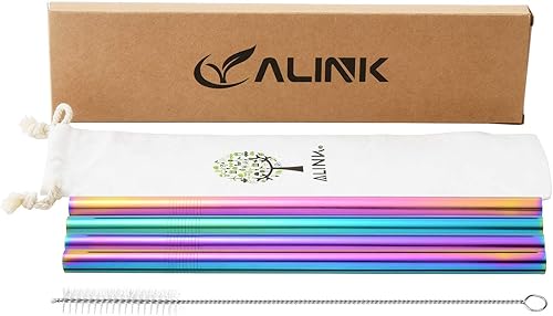 Miniatura 9 de ALINK 6 pajitas de silicona para batidos + 4 pajitas de té Boba de acero inoxidable de 0.472 in