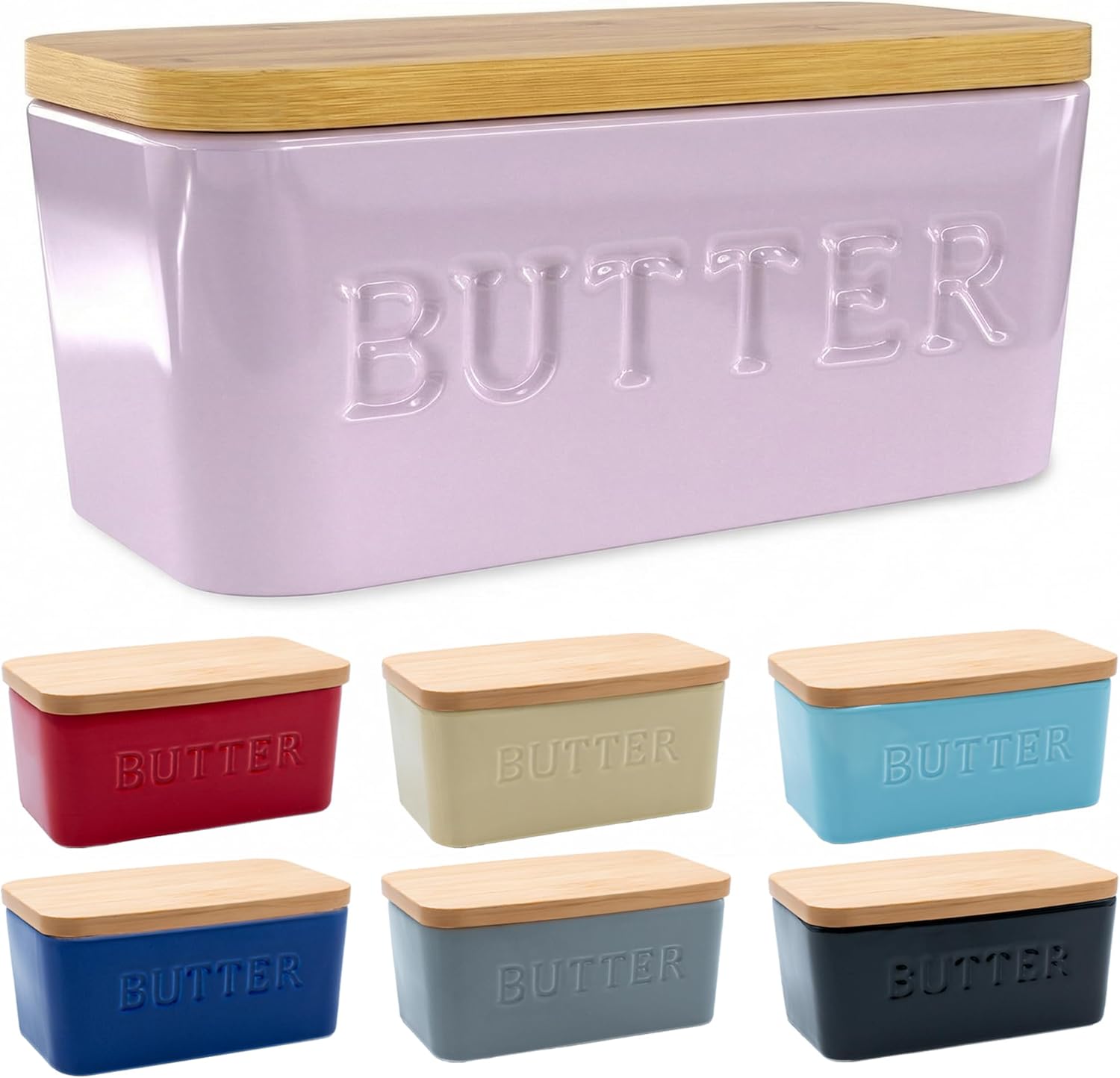 PriorityChef Extra Large Butter Dish with Lid for Countertop, Ceramic Butter Container With Airtight Cover, Butter Keeper for Counter or Fridge, Butter Holder Storage, White