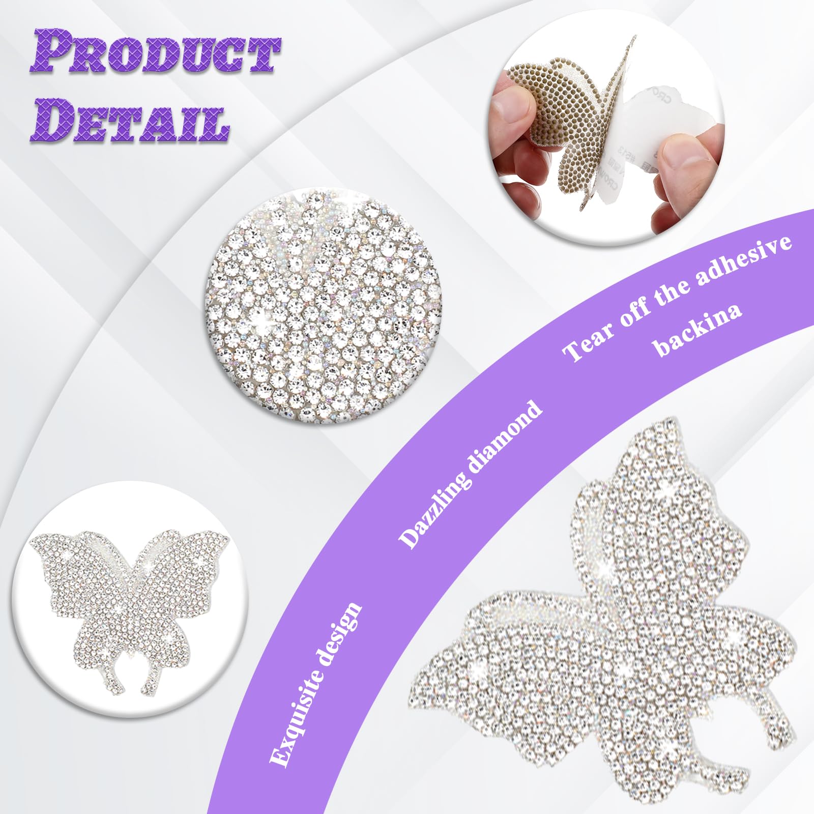 4Pcs Bling Butterfly Car Decals Rhinestone Butterfly Car Stickers Bedazzled Crystal Butterfly Stickers Butterfly Decals for Cars Women — view 3