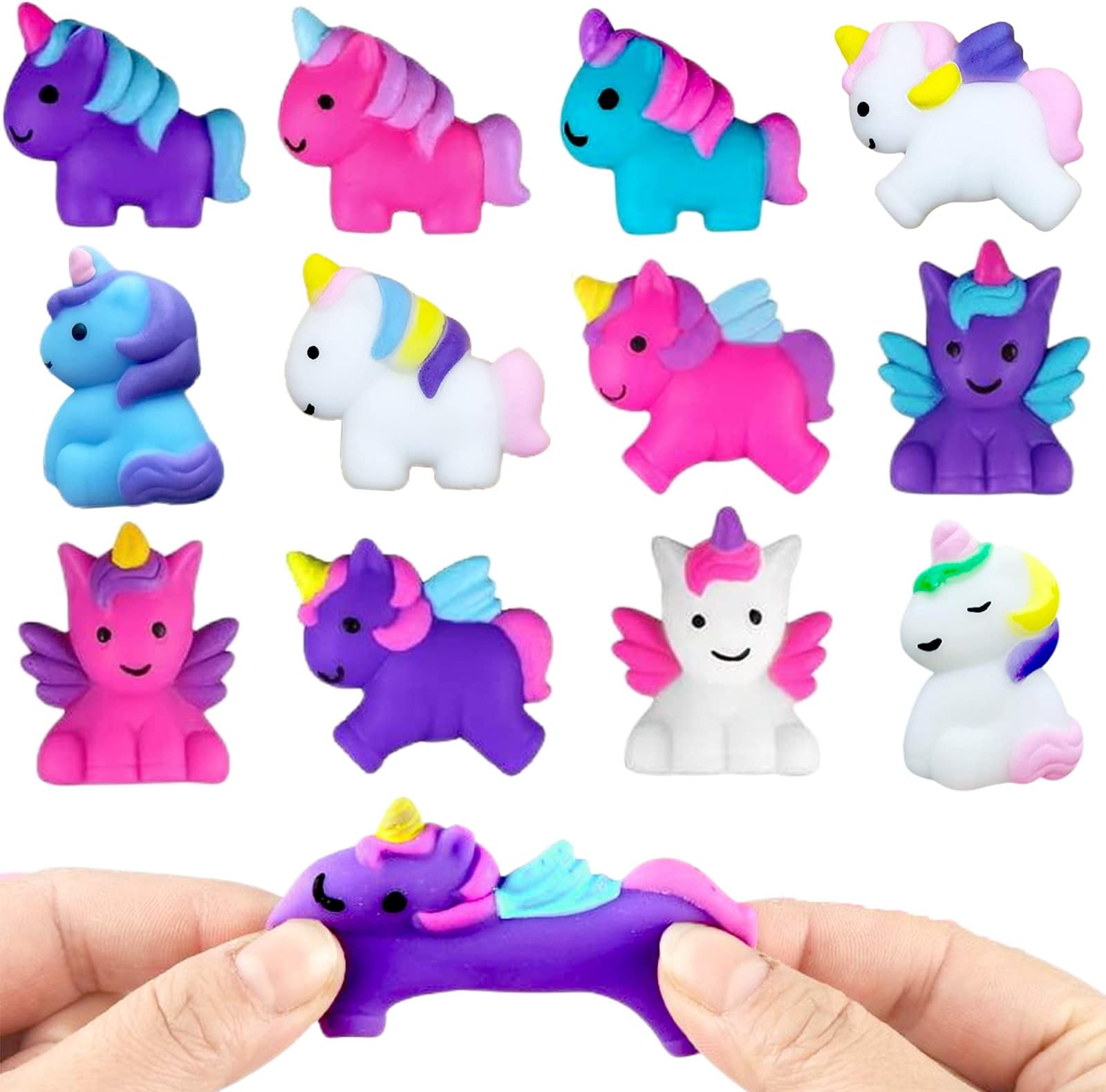 12P Mini Unicorn Mochi Squishy Toys,Mochi Squishy Toys for Party Bags,Small Kawaii Soft Fidget Toy Party Bag Fillers for Kids Girls Unicorn Party Favors Birthday Gifts,Christmas Surprise Filler Gift