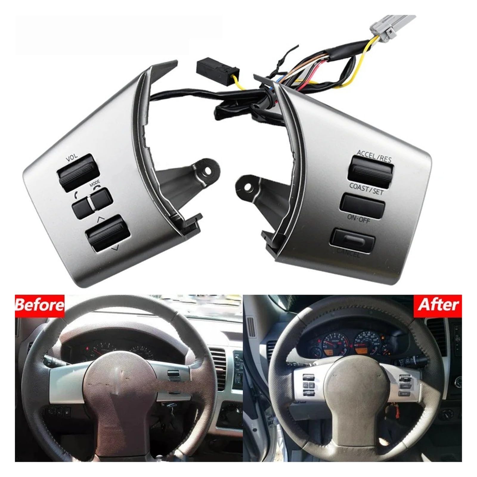 Dla Nissan Navara Frontier Xterra Pathfinder 2009-2012 48430-ZL91C Sterowanie głośnością Tempomat Przełącznik przycisków Wielofunkcyjny przełącznik kierownicy Tempomat