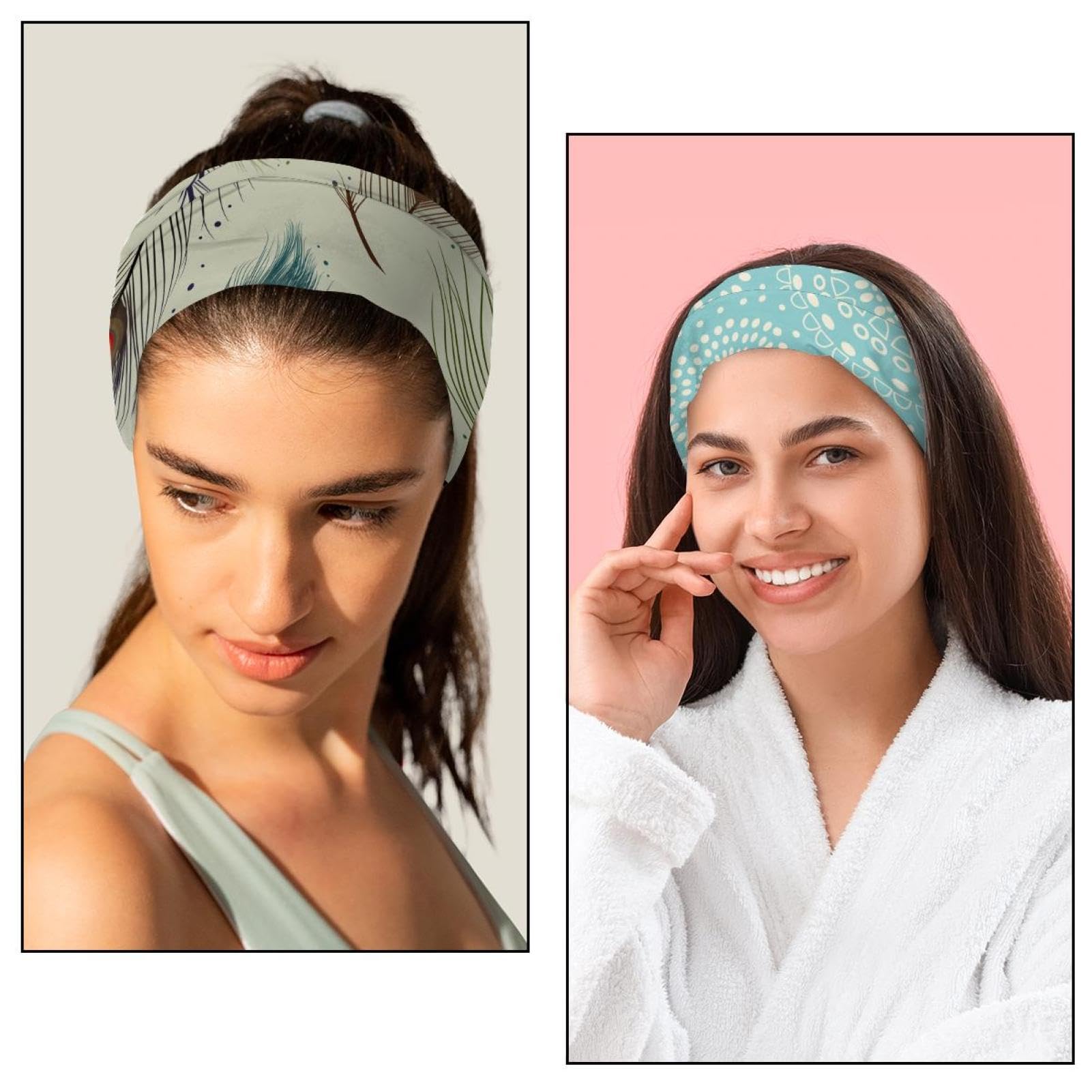 Lot de 6 bandeaux élastiques pour femme - Style bohème - Antidérapant - Pour entraînement, gym, course à pied, fitness, sport