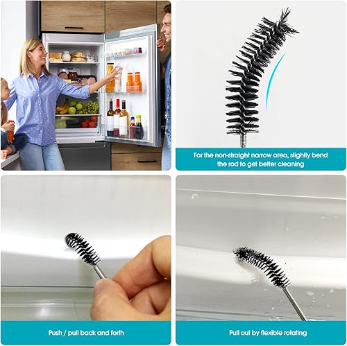 Miniatura 3 de Cepillo de drenaje extra grueso con resorte más fuerte, herramienta de limpieza de tuberías flexibles de 67 pulgadas, cabezales de cerdas dobles,