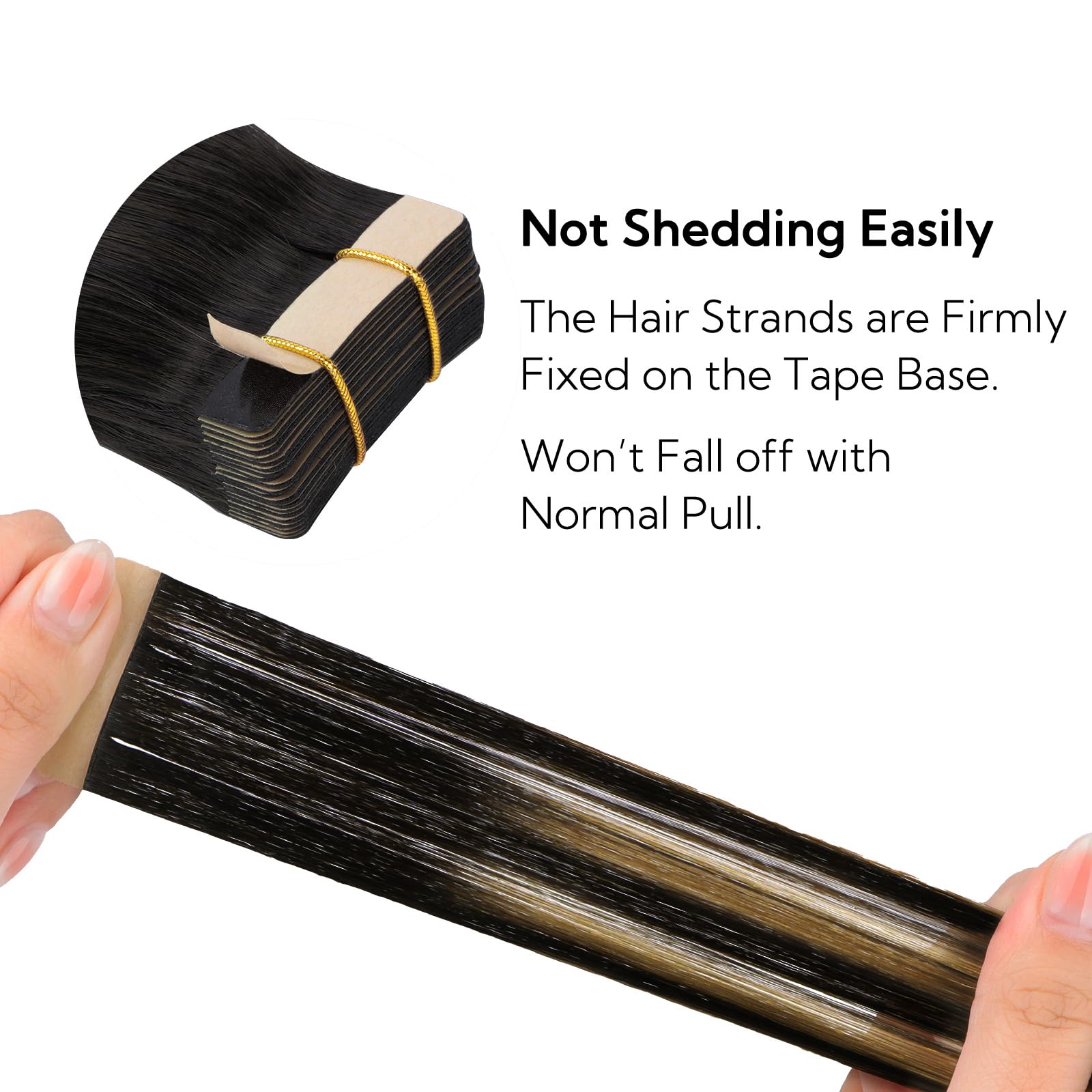 HOTBANANA Extension Capelli Veri Biadesivo, Nero Naturale Misto Marrone Extension Biadesive Capelli Veri Lisci 35cm 20pcs Remy Tape in Hair Extensions 50g