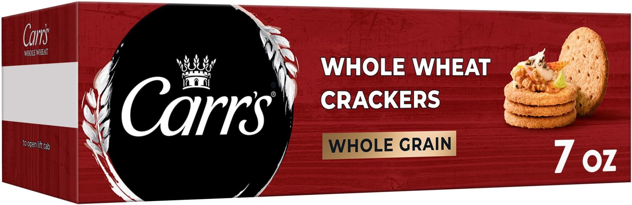 Carr's Crackers, Whole Grain Crackers, Party Snacks, Whole Wheat, 7oz Box (Pack of 6)