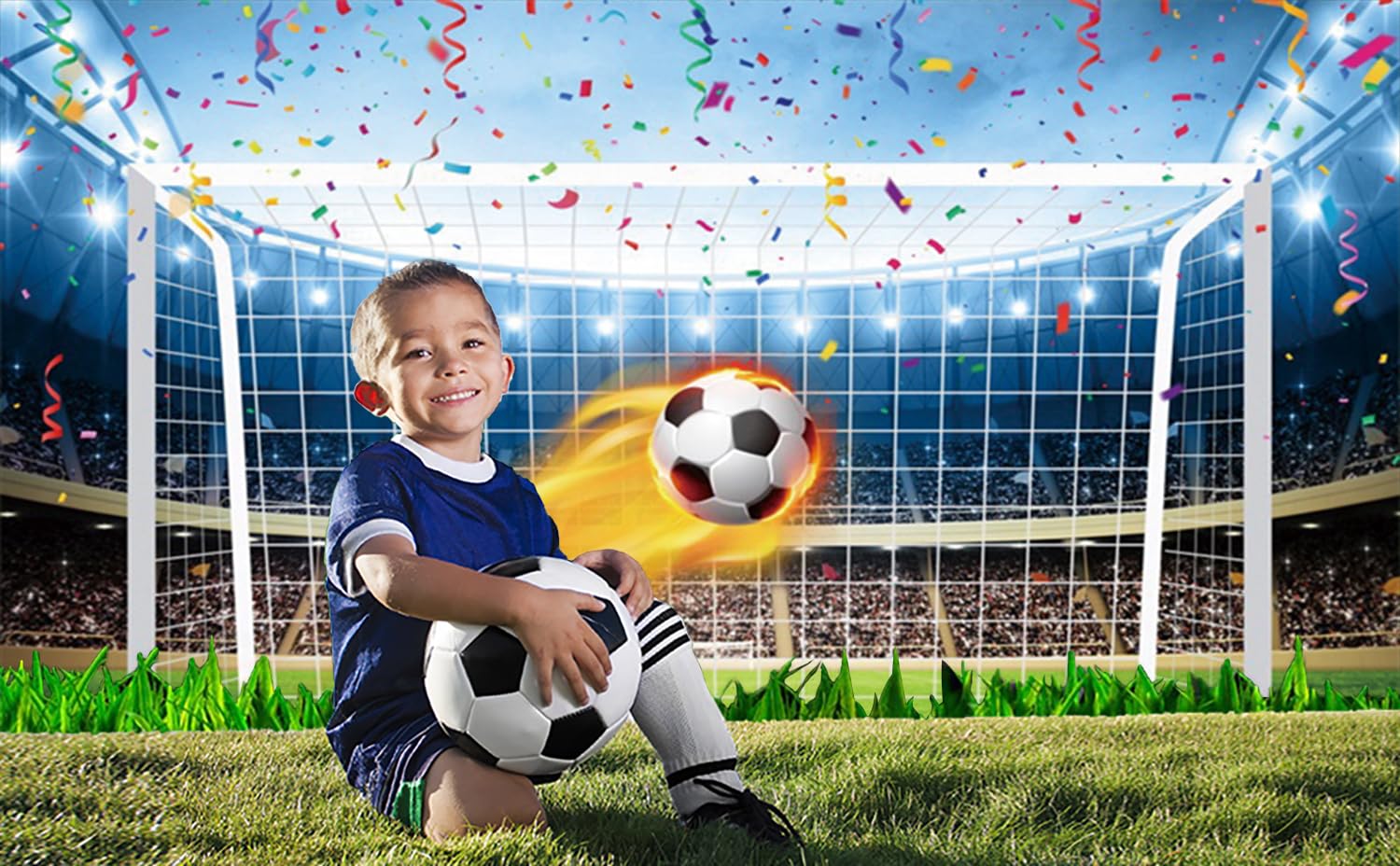 Yeele 7x5ft Football Backdrop Stadium Soccer Pitch Spotlight Audiences - View #9