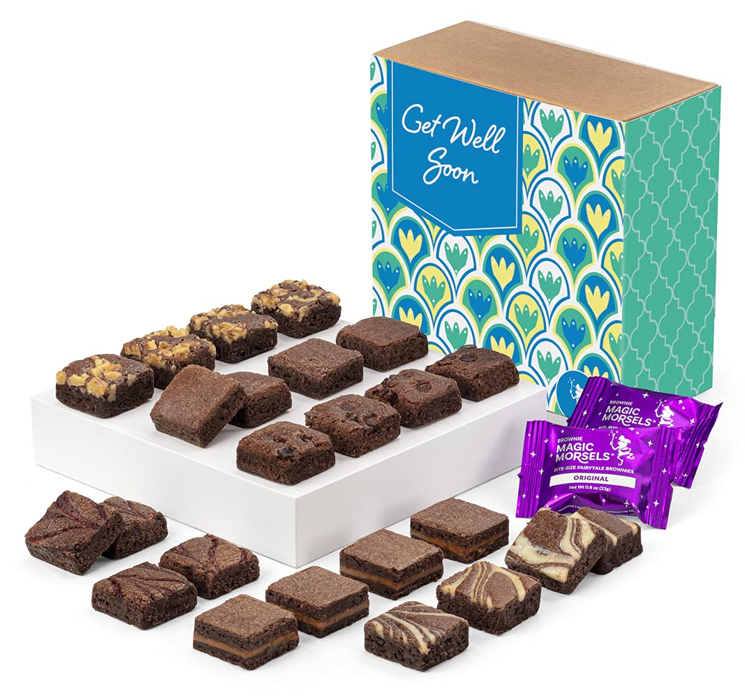 Fairytale Brownies Get Well Magic Morsel 24 Individually Wrapped Gourmet Chocolate Food Gift Basket - 1.5 Inch x 1.5 Inch Bite-Size Brownies - 24