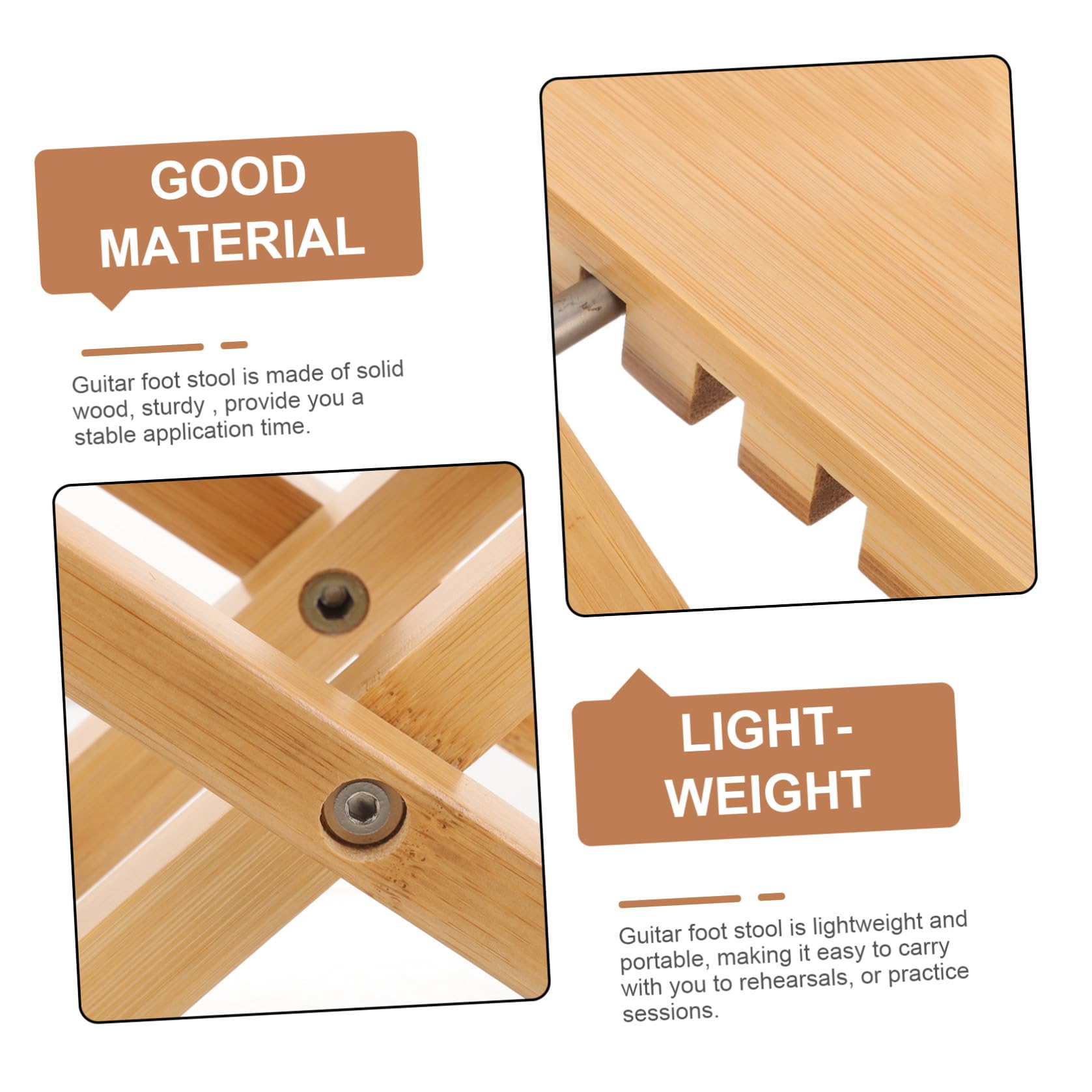 Mikinona Poggiapiedi Leggero e Stabile per Chitarra Classica in Legno, Altezza Regolabile a 4 Livelli Accessorio Elegante per Chitarra Acustica