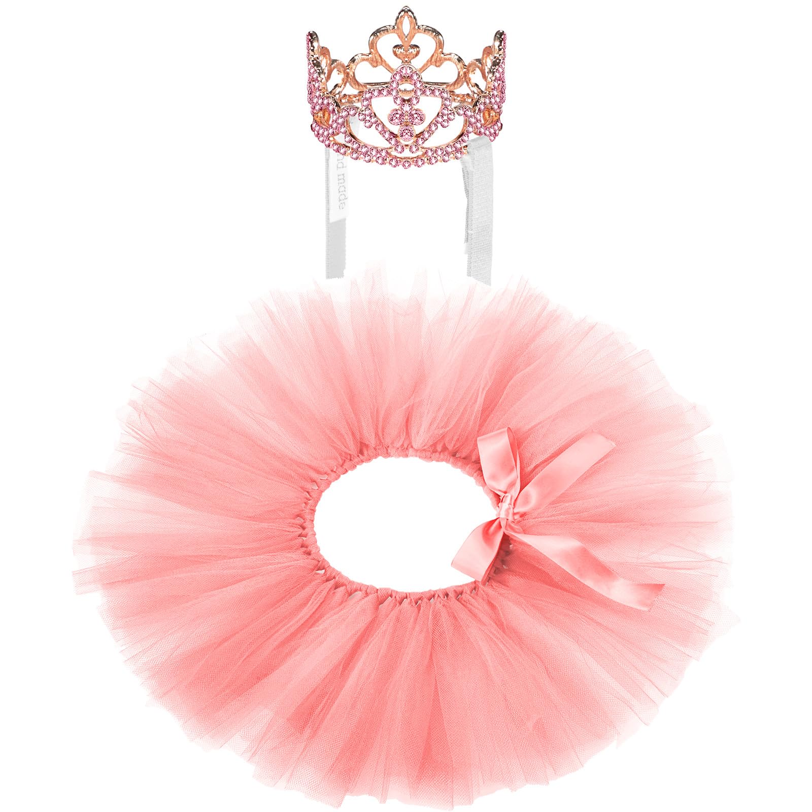 Photo 1 of 2 Pcs Dog Crown Headband Dog Tutu Dress Set Crystal Rhinestone Tiara Crown Tutu Skirt Pet Dress Costume for Puppy Birthday Party Wedding Photo Prop Costume