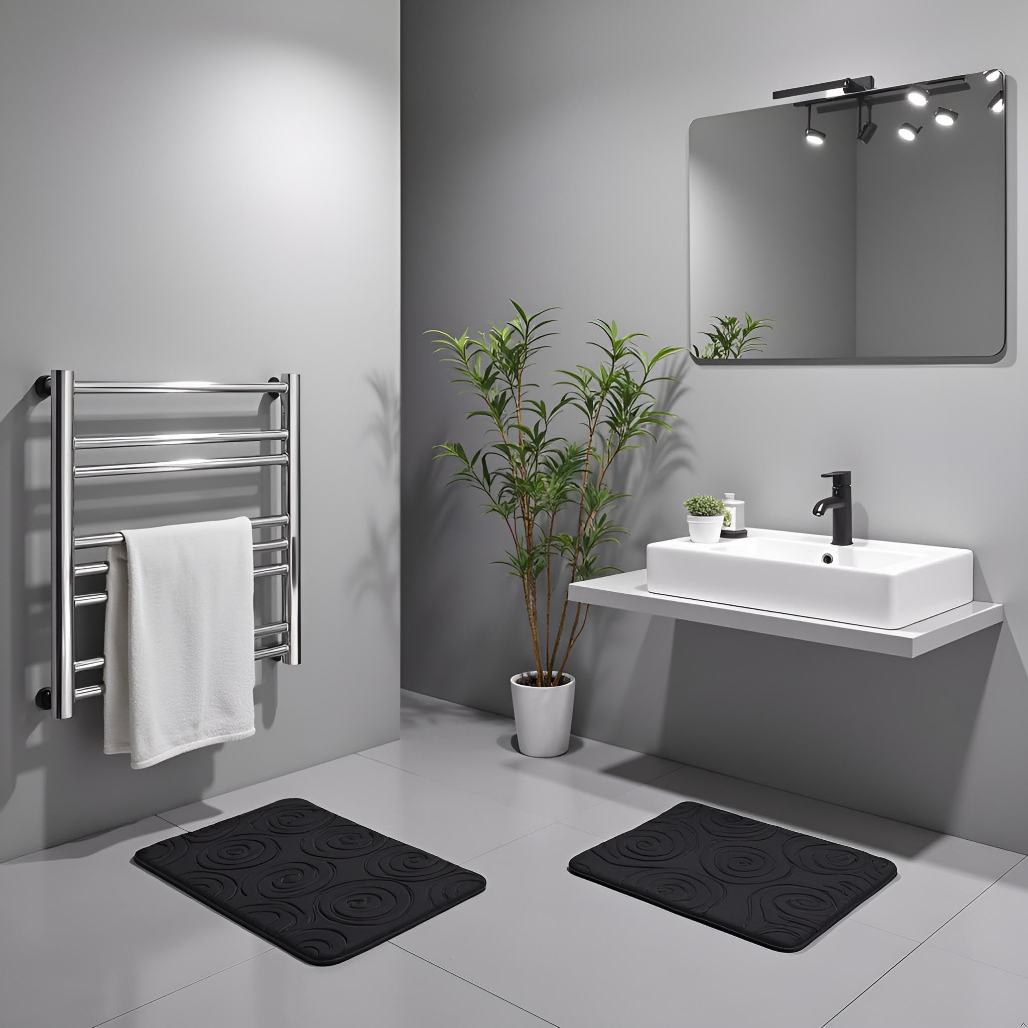 Garosa Badvorleger-Set, 3-teilig, rutschfest, Polyesterfaser, Wasserabsorbierend, 50x80cm, 50x40cm, 45x38cm, mit Toilettendeckelabdeckung
