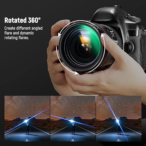 Miniatura 4 de NEEWER Filtro de rayas azules de 2.047 in, vidrio óptico HD giratorio de 360 , filtro de lente de efectos especiales de llamarada anamórfica, marco