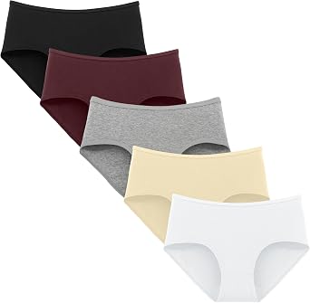 Allxwek Womens Cotton Underwear Breathable Stretch Hipster Panties 5-Pack