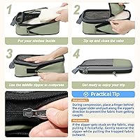 Vista 194 de BAGAIL 4 juegos/6 juegos/8 cubos de compresión para embalaje, accesorios de viaje, organizadores de embalaje expandibles (malla cuadrada, 06-beige)