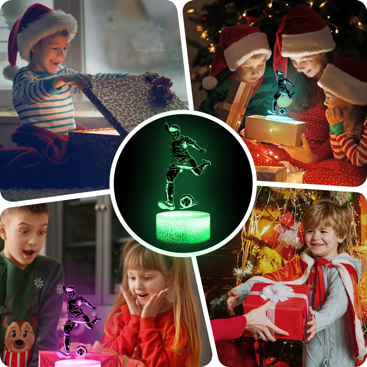 Zeaky Luce Notturna Calcio per Bambini, Giocattoli con Lampada a Illusione a LED con Cambio Colore 16 e Telecomando, Regalo di Compleanno di Natale per Ragazzi o Ragazze