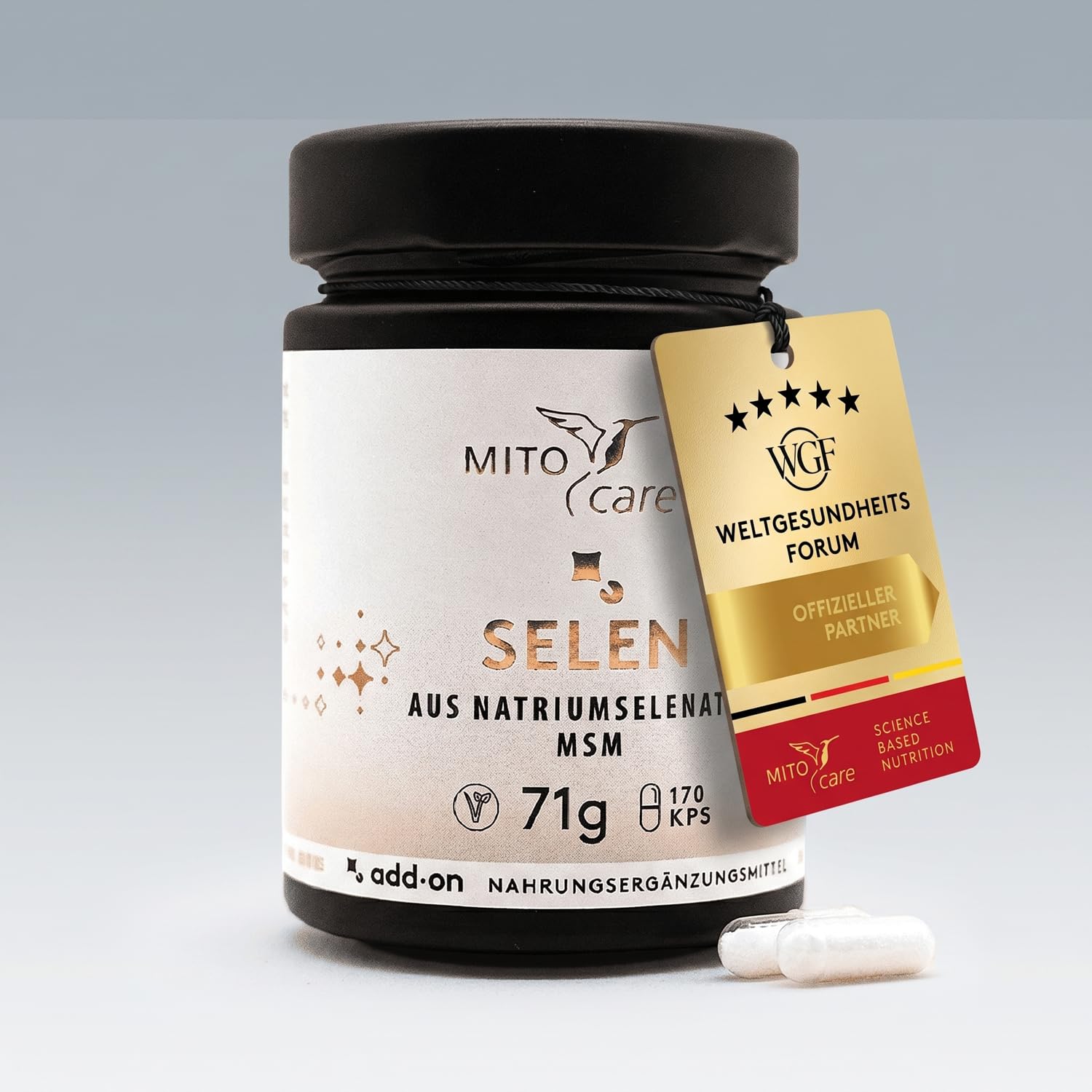 MITOcare Selen - hochdosiert - Fördert die natürliche Funktion der Schilddrüse + MSM & Natriumselenat - Selen Tabletten - vegan - 4 Monatspackung mit 120 Kapseln - Produziert in Deutschland