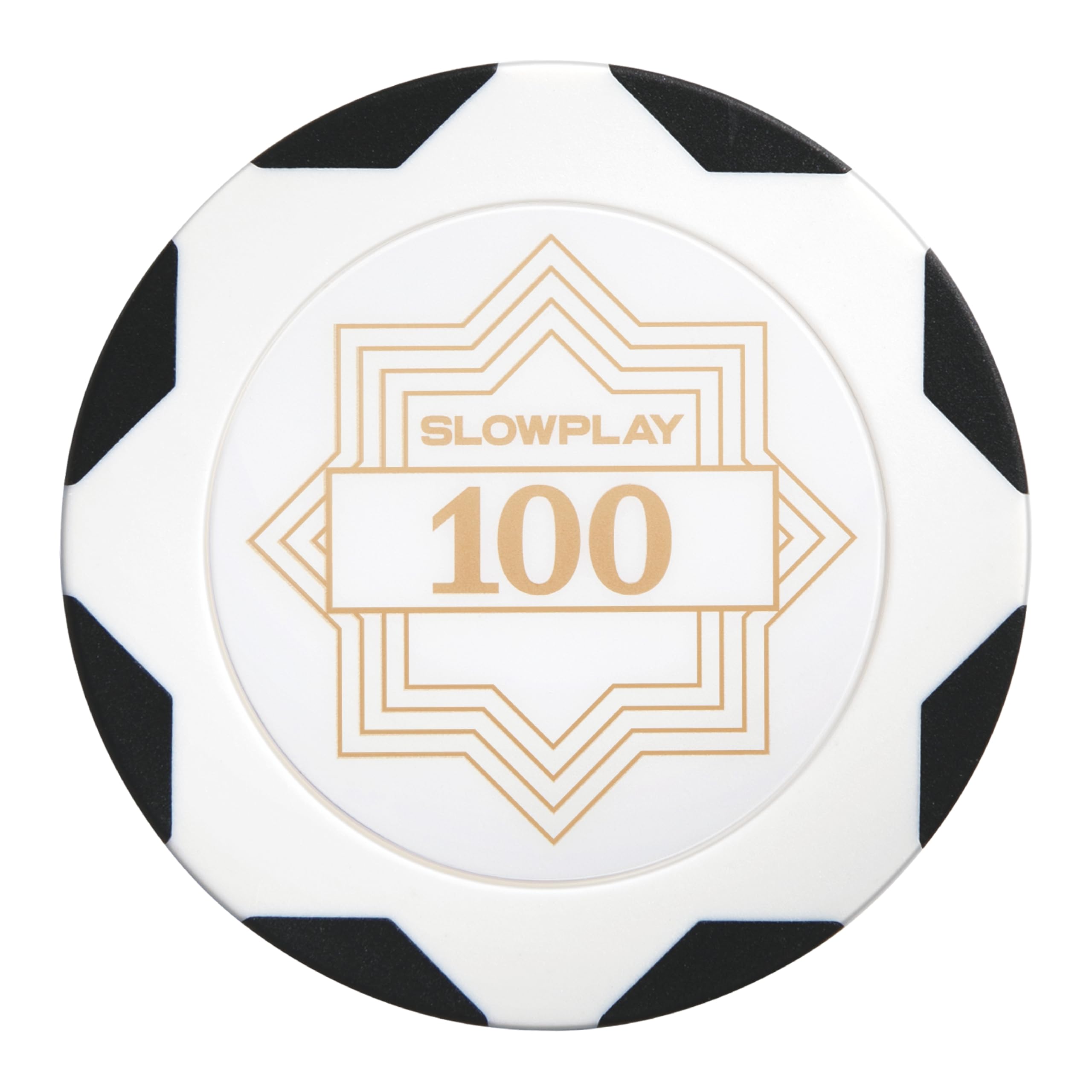 SLOWPLAY Nash Clay Poker Chips White Gold Edition, 14 Grams Heavyweight Clay Composite, 40mm Large Chips in Bulk, Pack of 50 with Denomination of 100