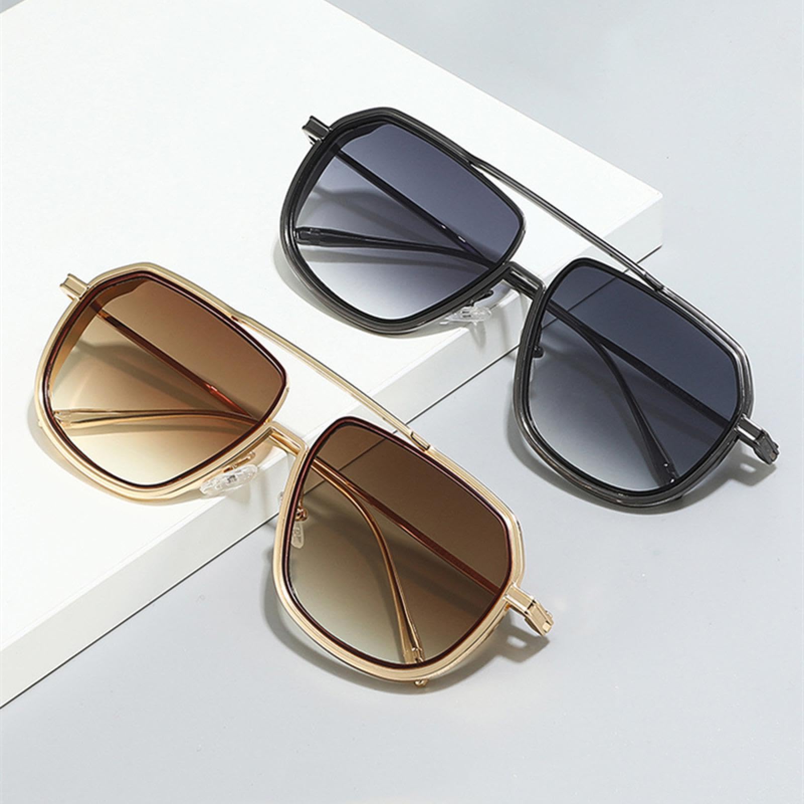 Gafas de sol retro de metal para hombre y mujer, modernas, con degradado, UV400, estilo punk.