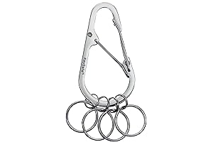 4 Pack Stainless Steel DoubleGate Secure Teardrop Carabiner Keychain Key Organizer
