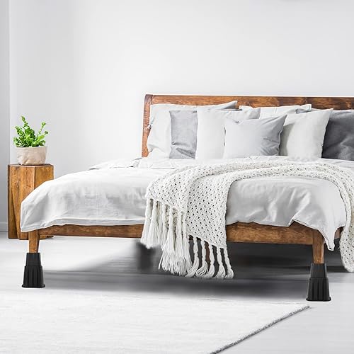 Miniatura 6 de C CRYSTAL LEMON Elevador de cama de 8 pulgadas, resistente, 8 piezas, elevadores de cama ajustables, 3 niveles de elevación en 3, 5, 8 pulgadas,