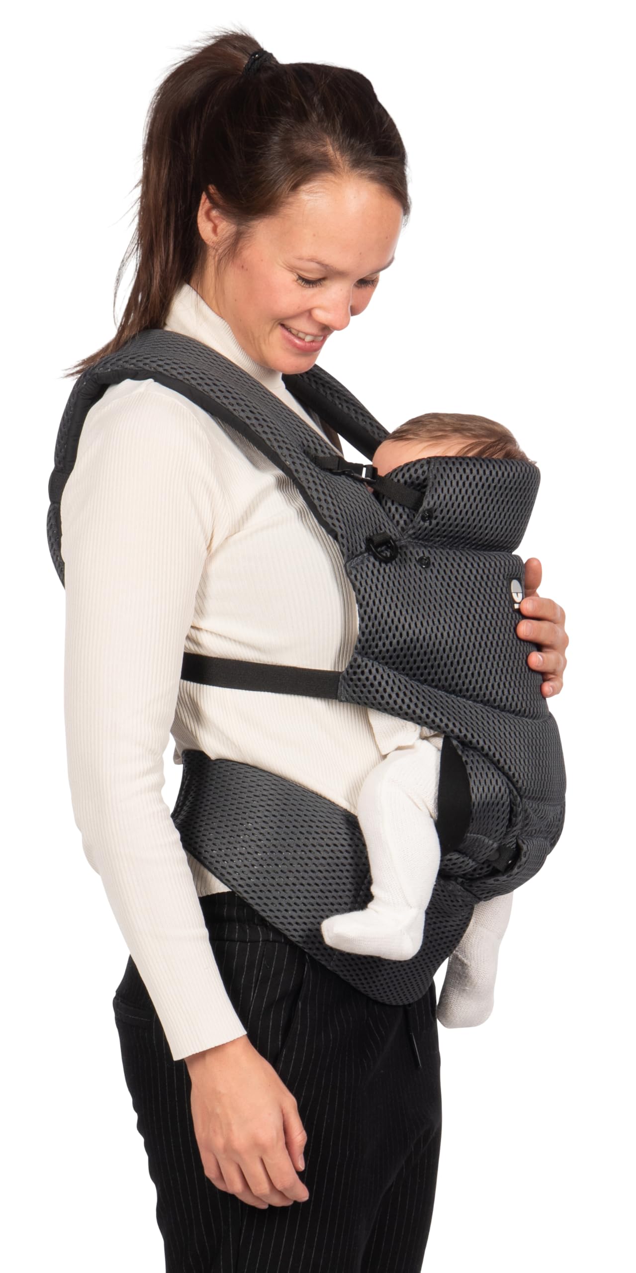 Dooky Urban Comfort - Portabebés ergonómico (apto desde el nacimiento 0-3 años y 3,5-15 kg, material transpirable, tres opciones de transporte diferentes), color negro