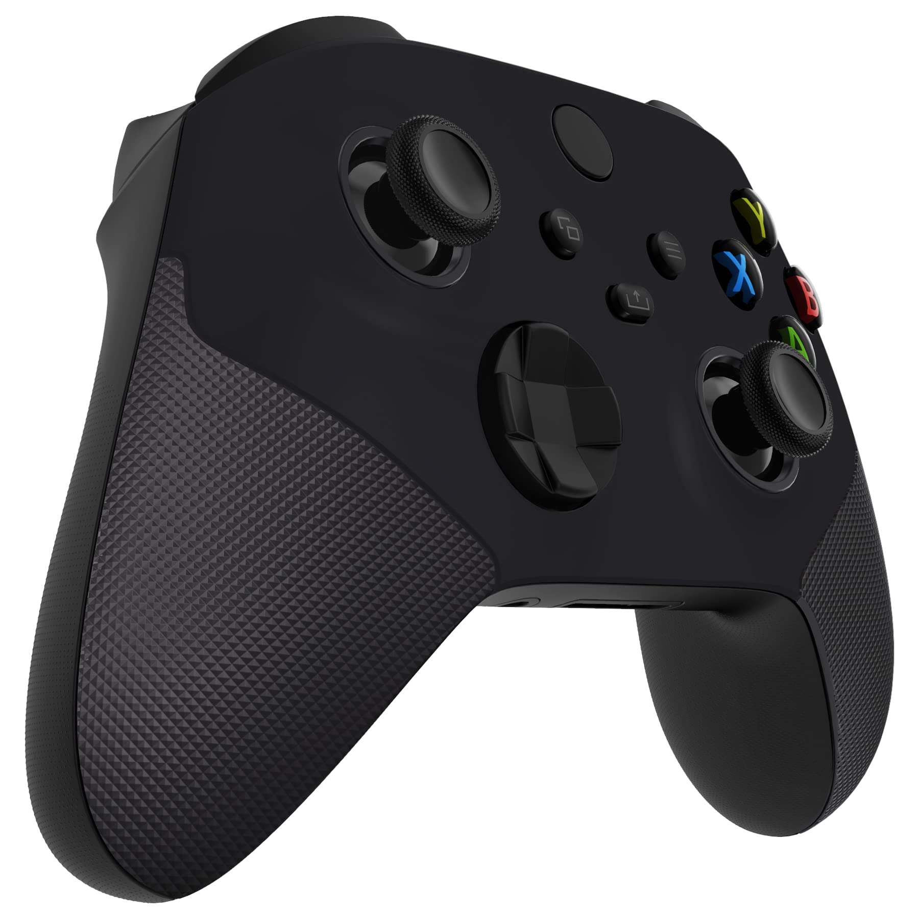 eXtremeRate ASR Version Case & Akzentringe für Xbox Series X/S Controller, DIY-Ersatz Gummiert Griff Faceplate Gehäuse Set für Xbox Core Controller(Schwarz)-Ohne Gamepad