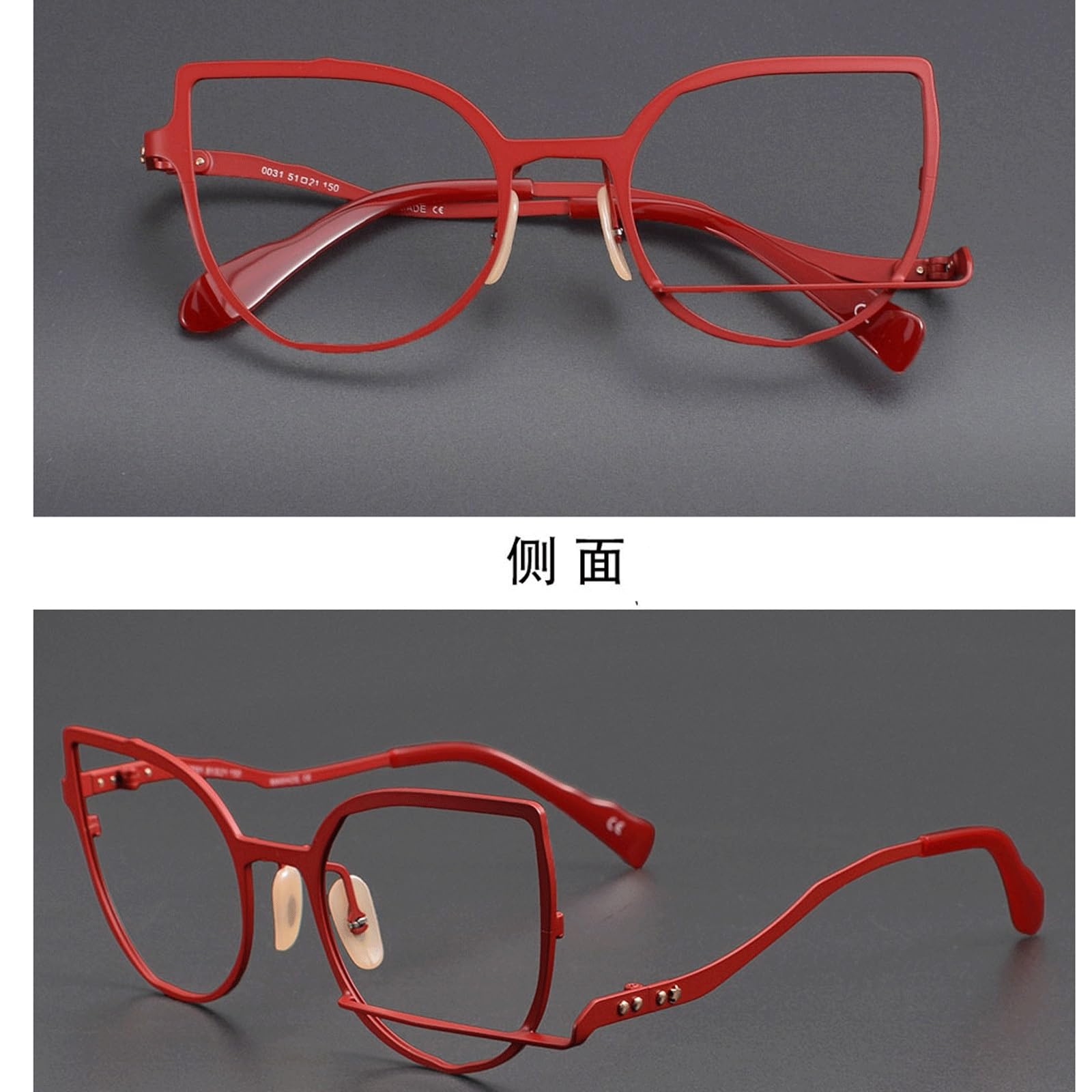 Montature for occhiali uniche, occhiali con montatura completa for computer | Occhiali da lettura a forma di farfalla Occhiali da vista senza prescrizione in metallo con naselli(Wine Red)