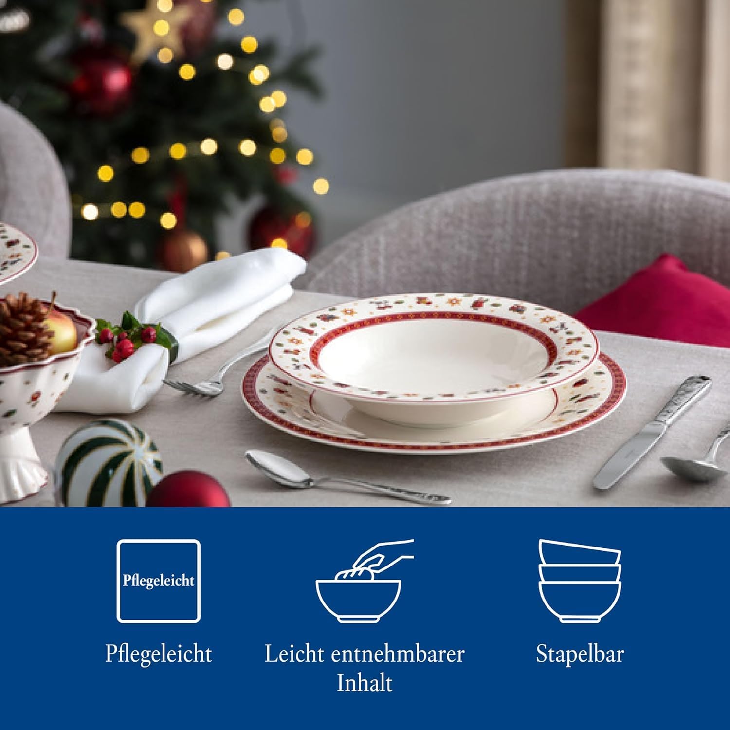 Villeroy & Boch Toy's Delight Specials Soup Plate - Deep Dish for Soups, Salads and Pasta - Christmas Tableware, 23 cm Ø, Porcelain, Dishwasher and Microwave-Safe