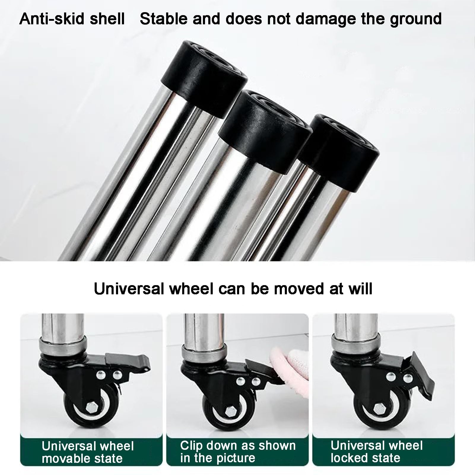 Carrello portavaso in acciaio inox resistente con ruote, per ristoranti, cucine, hotel e garage