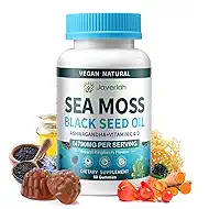 Vegan Ashwagandha Sea Moss Gummies - Black Seed Oil, Vitamin C&D for Immune Support, Digestive, Antioxidant 13 in 1 Bundle, Sea Moss Chlorophyll Advanced Strength Formula 60 Gummies