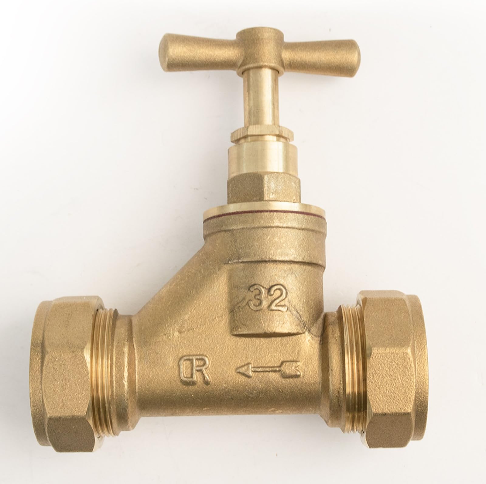 FixtheDrip Brass Compression Stopcock Dzr 32Mm Mdpe X 32Mm Mdpe Bs1010 Poly