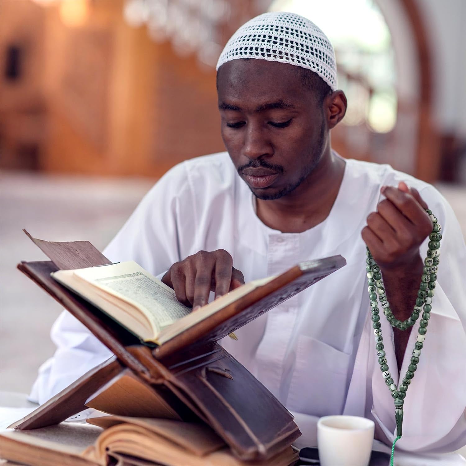 12 Sets Muslim Tasbih 99 Rosary Beads 8mm Green Islam Prayer with Allah Names Engraved Ramadan Muslim Gift, Islamic Ceremony Religious Eid Ramadan Gift for Men and Women(Green) - Image 5