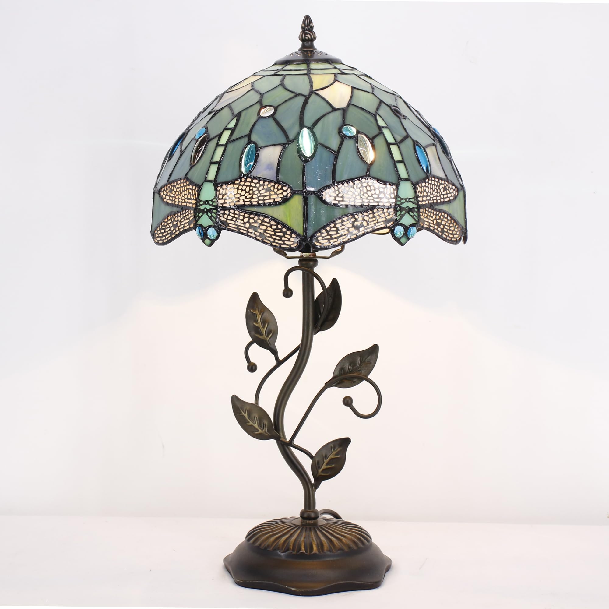 WXCFCD Tiffany Lamp Table Lamp Stained Glass Desk Light 12X12X19 Inches Reading Light Decor Bedroom Living Room Blue — view 4