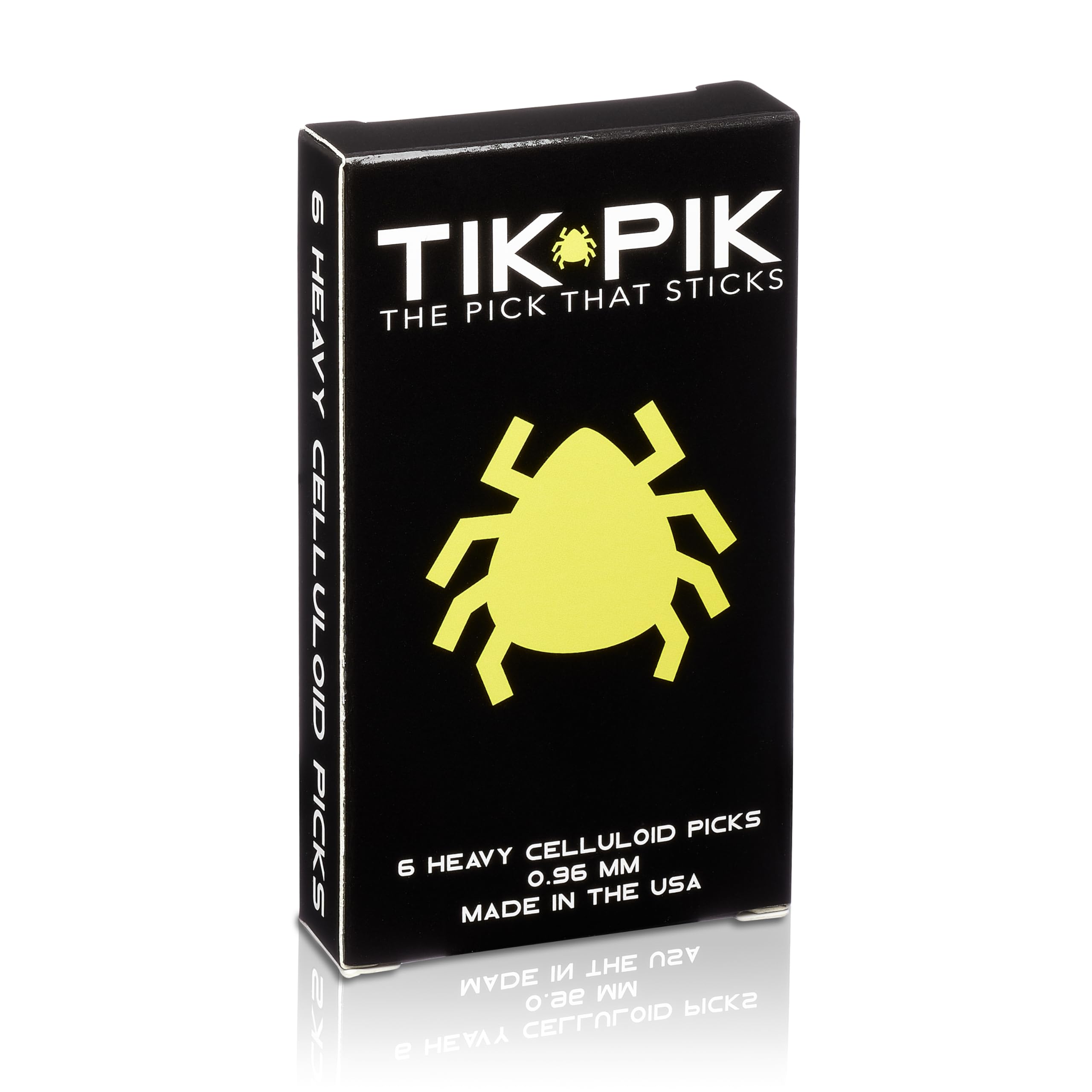 TIK PIK Confezione da 6 plettri per chitarra acustica e basso, come visto su Shark Tank | nero calibro pesante 0,96 mm